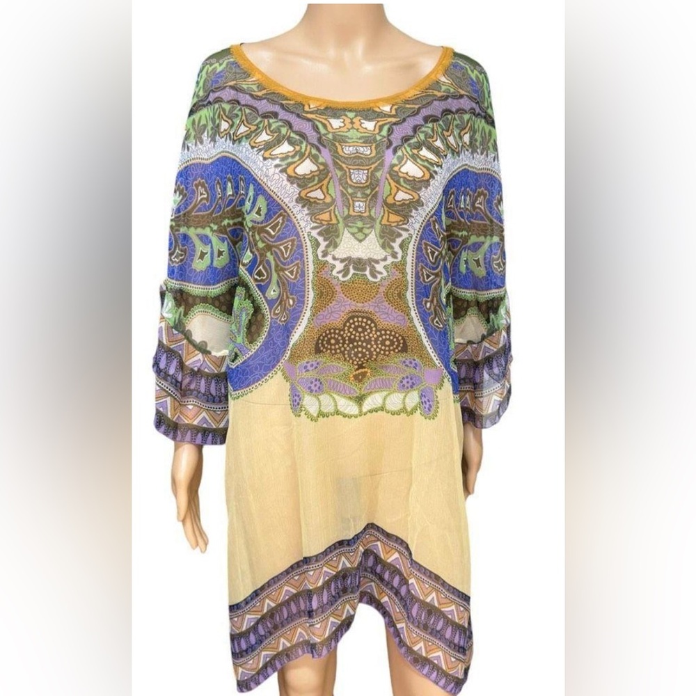 EUC Cabi Women’s Medium Sheer Tunic or Swimsuit Coverup Elegant Multicolor